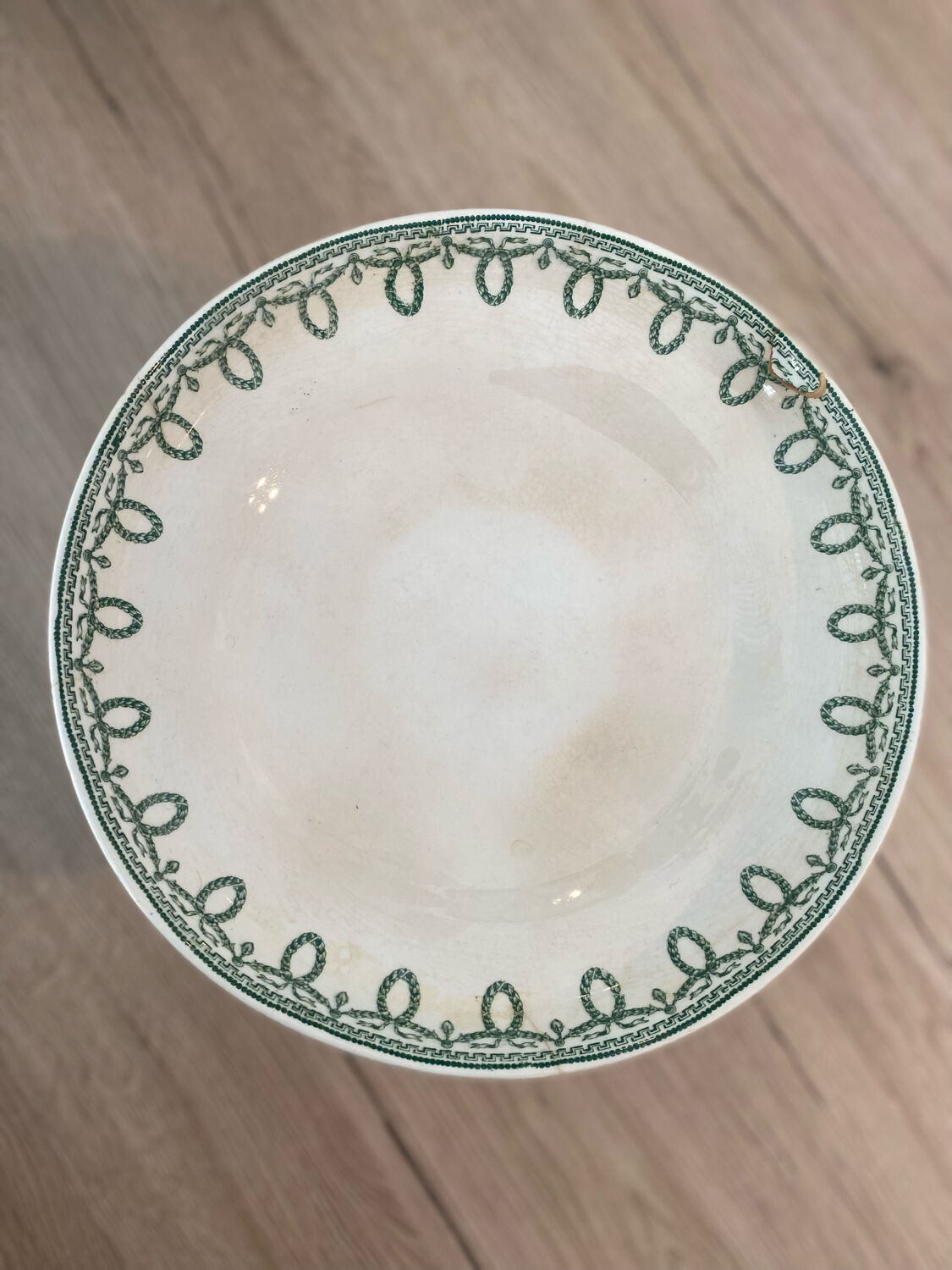 Compotier Belgian faience brand Boch brothers Keramis La Louvière model Bonaparte antique style green fruit cut