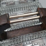 Wooden tray with glass ramekin handle servant aperitif appetizer vintage art deco appetizer