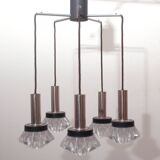 1970s pendant cascade lamp in chrome and glass