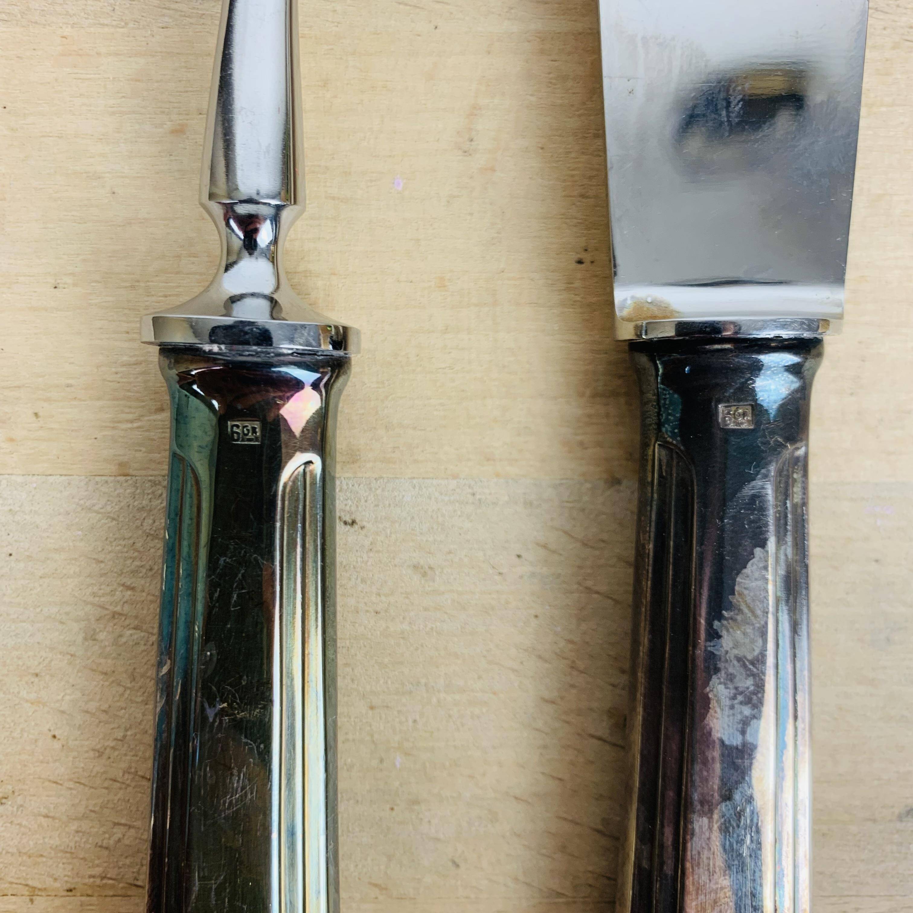 Silver metal serving cutlery