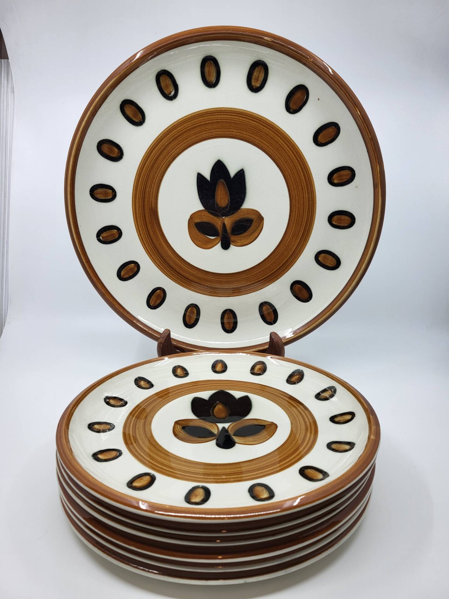Boch la Louvière Kimono plate set Belgium 1970 (Set of 7)
