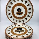 Boch la Louvière Kimono plate set Belgium 1970 (Set of 7)