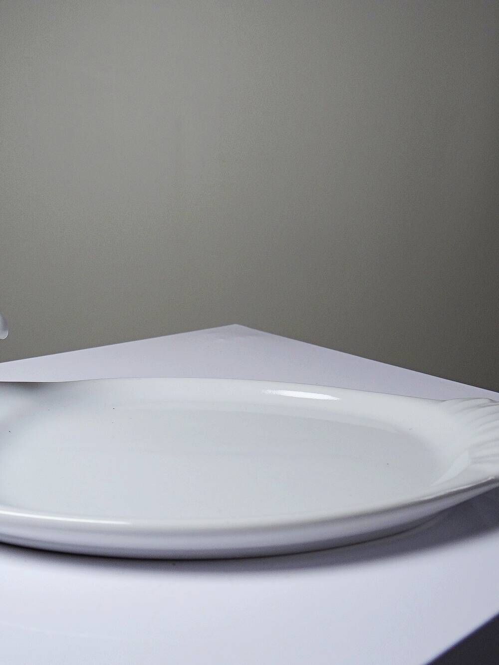 Vintage white faience foie gras platter in the shape of a goose, 1970s.