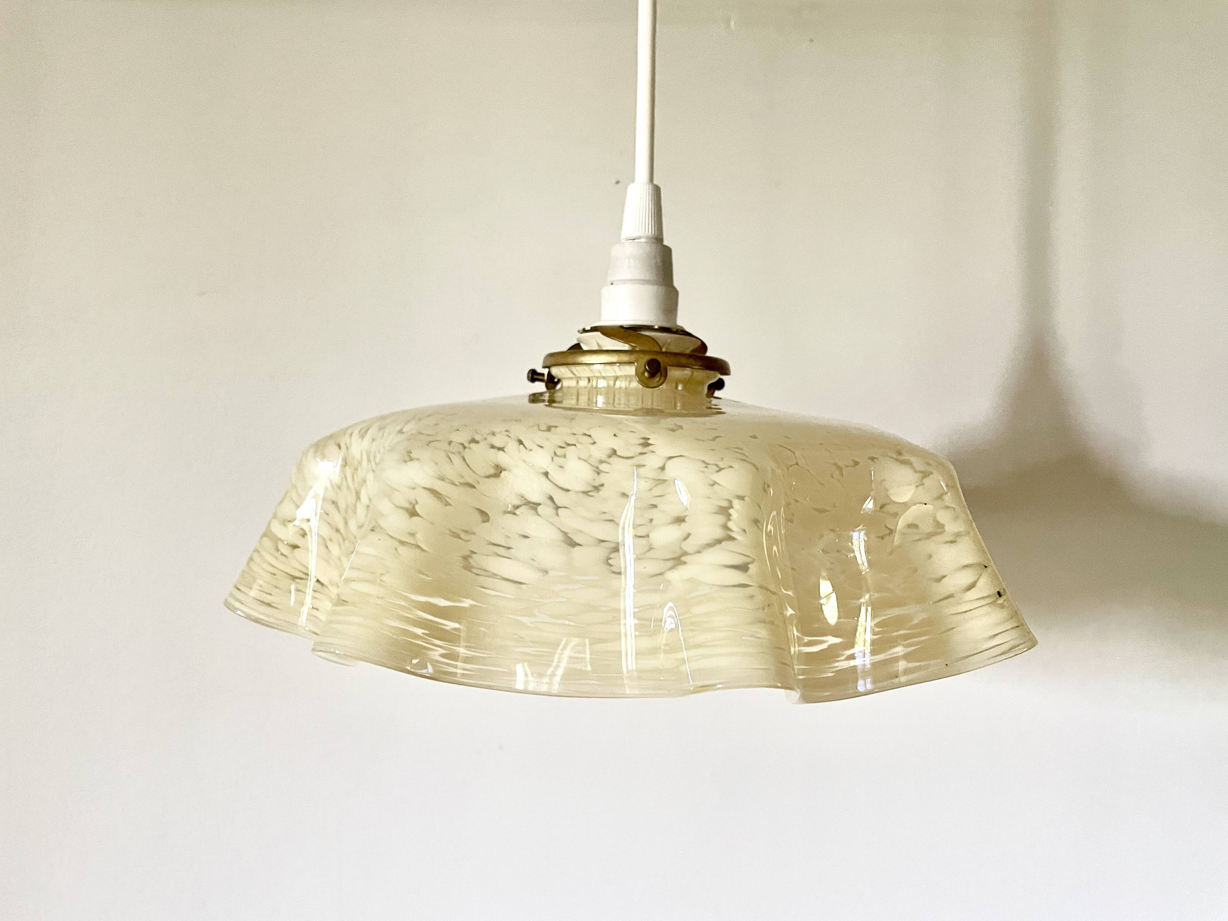 Clichy yellow beige glass draped pendant light