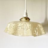 Suspension drapée verre de Clichy jaune beige