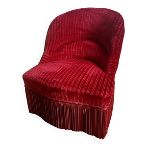 Fauteuil crapaud velours - franges
