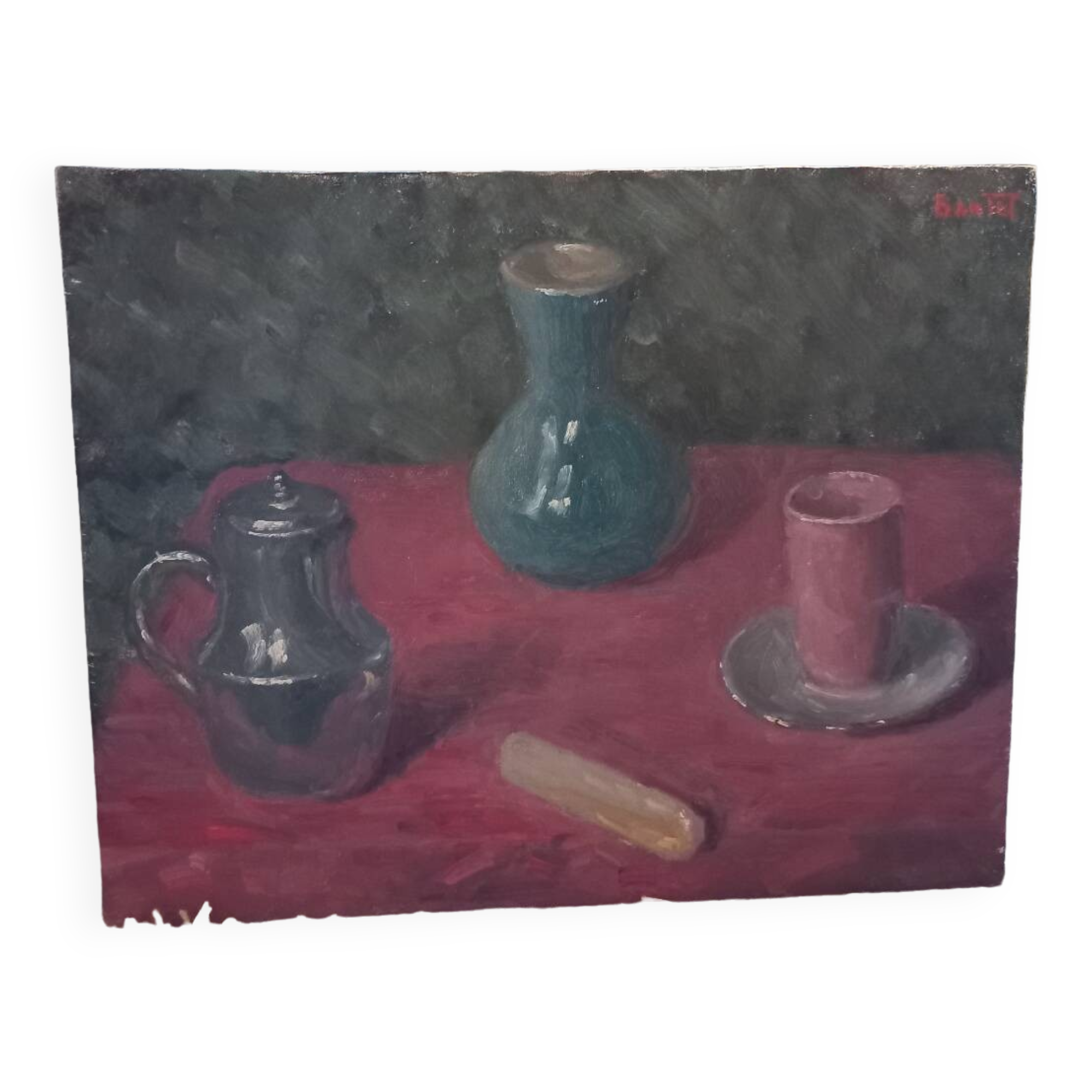 Oil painting. Still life with biscuit