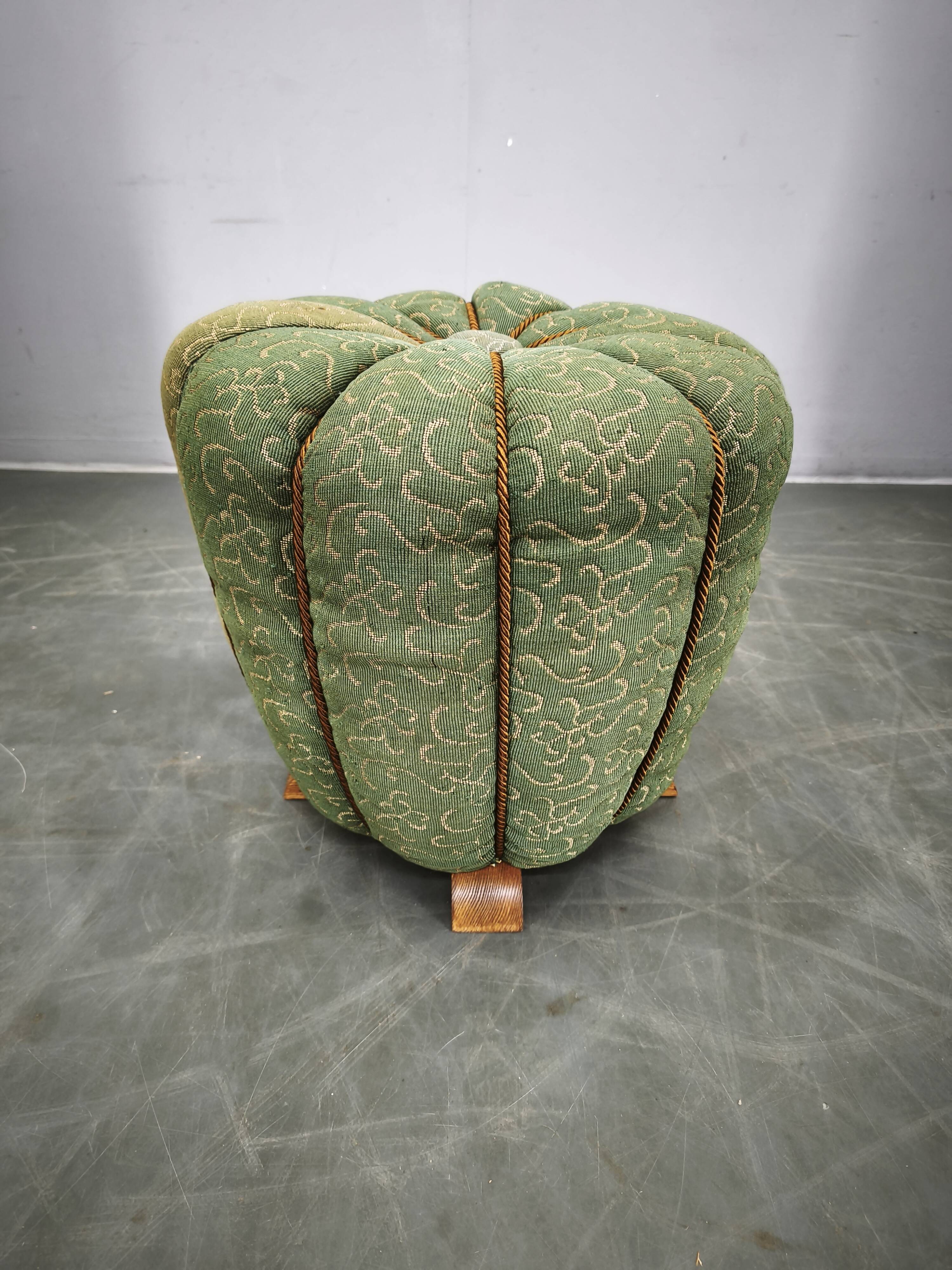 1930s Jindřich Halabala Art Deco Upholstered Ottoman Tabouret