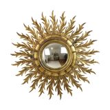 Large Rare Wooden Sun Mirror Sunburst Gold Leaf XL 86cm
