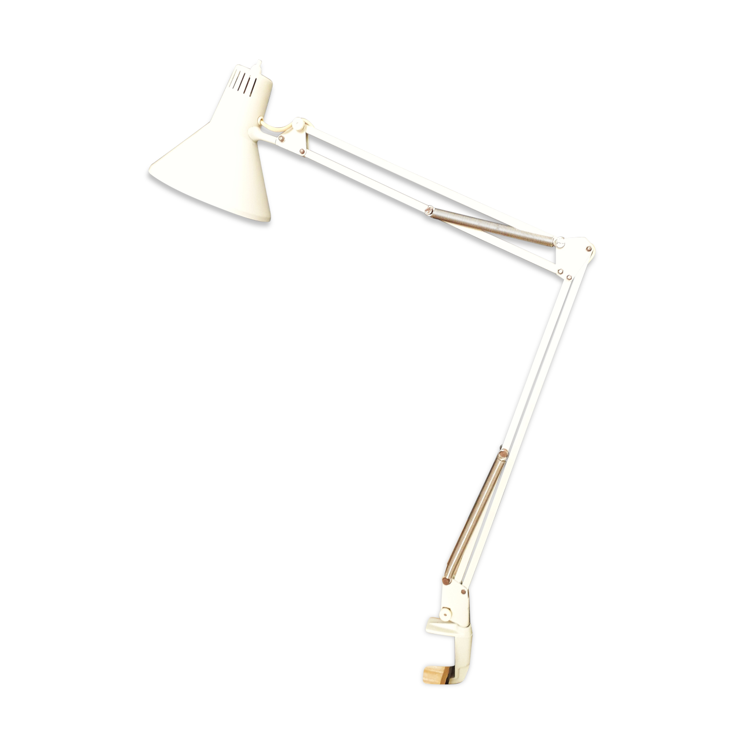 Architect's articulated lamp - 2 arms - Beige lacquered metal - 1960