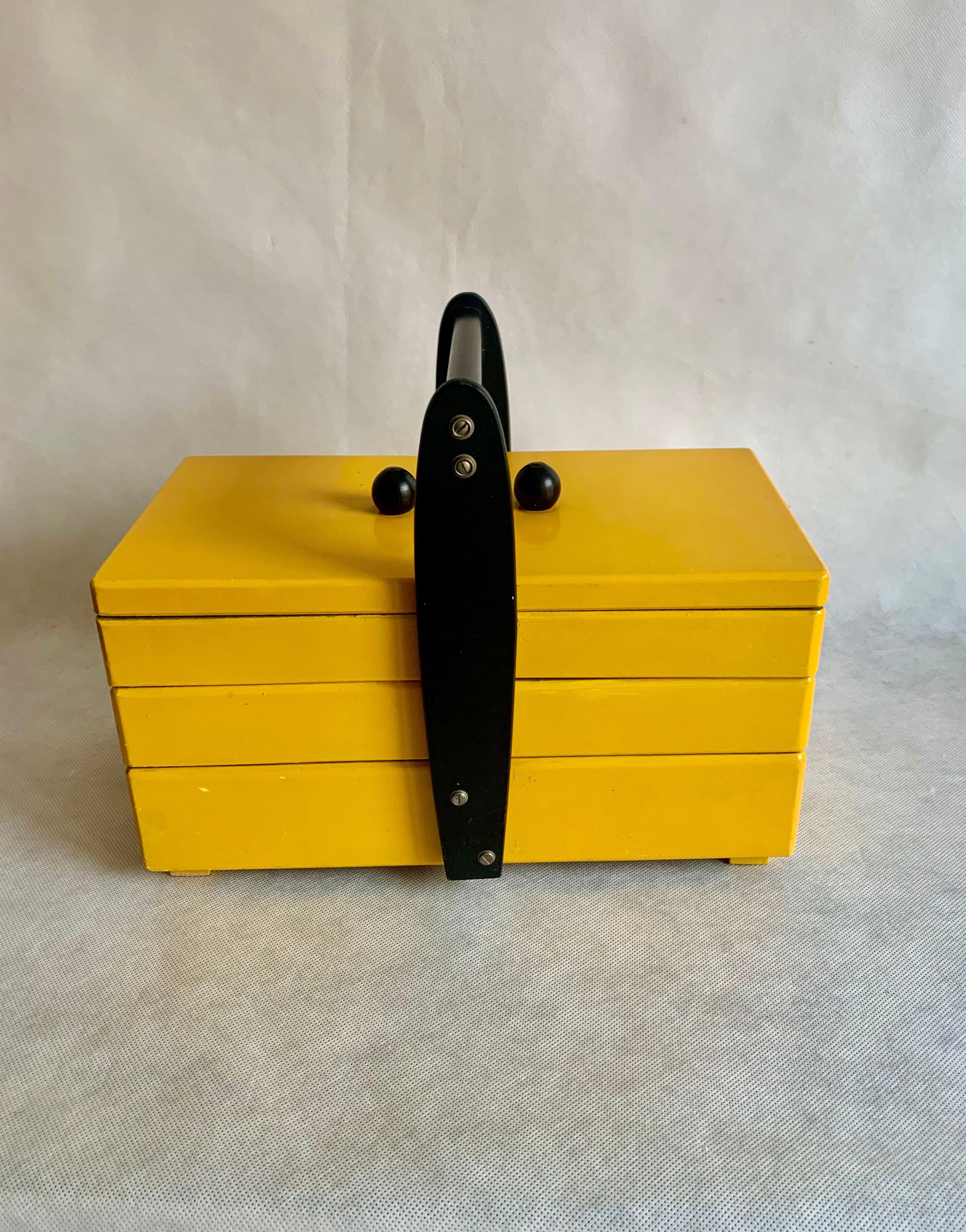 Wooden sewing basket, 1960s