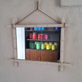Patinated bamboo mirror