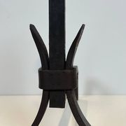 Paire de chenets modernistes en fer forgé
