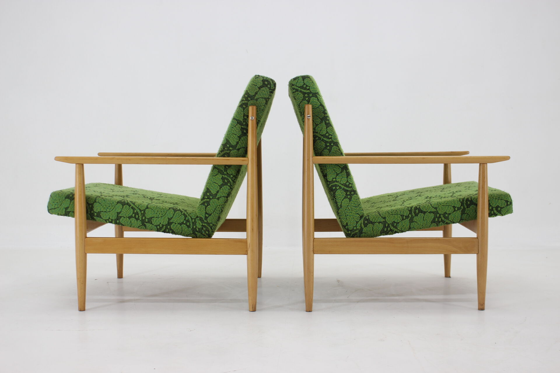 Pair of beech armchairs by ton ,czechoslovakia, 1960
