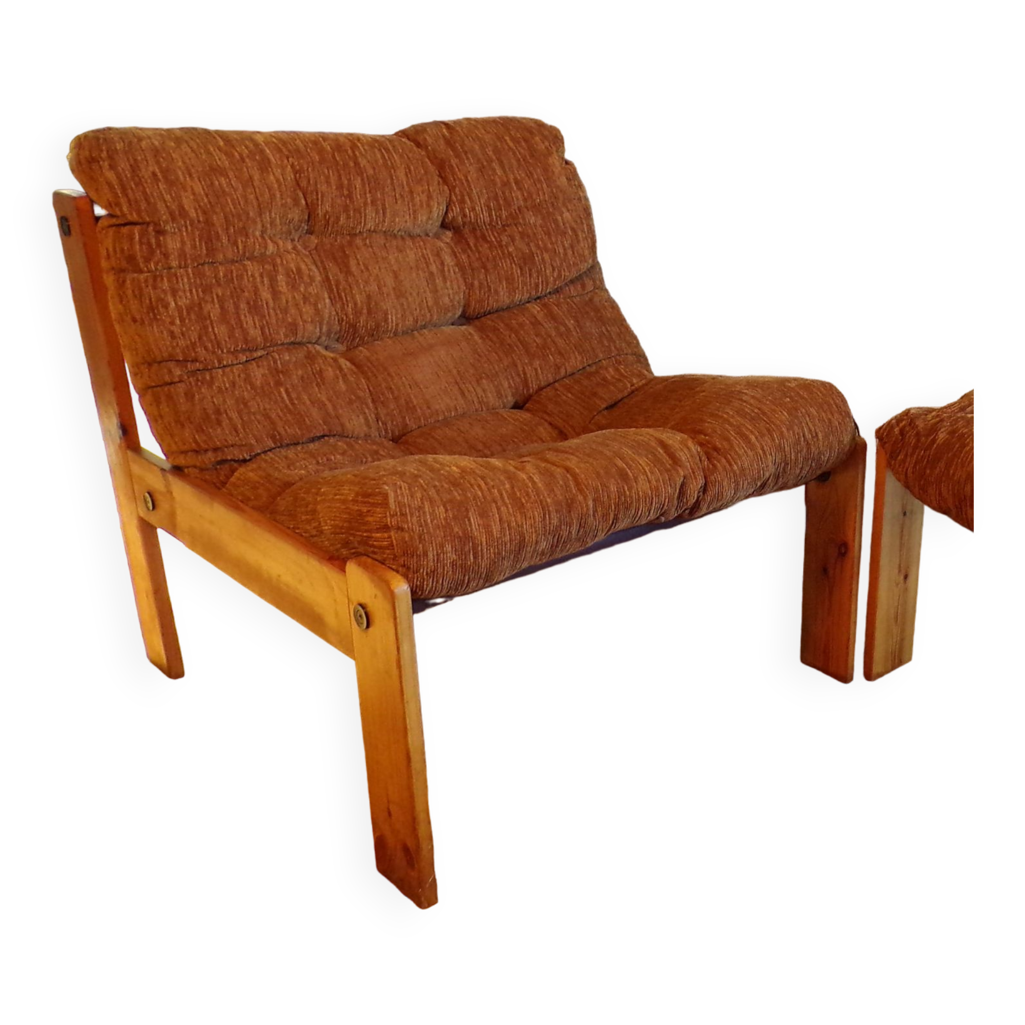 Scandinavian pine and velvet seat