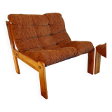 Scandinavian pine and velvet seat