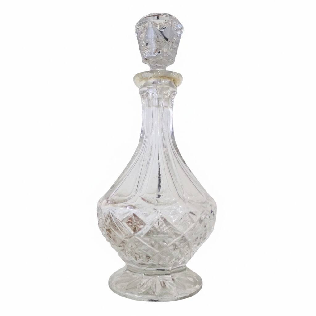 Cut glass liqueur carafe with a faceted stopper