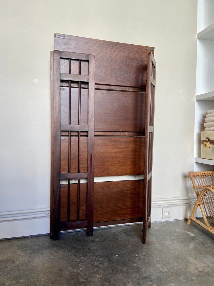 Dark wood folding bookcase 4 shelves