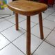 Vintage solid wood stool in brutalist style