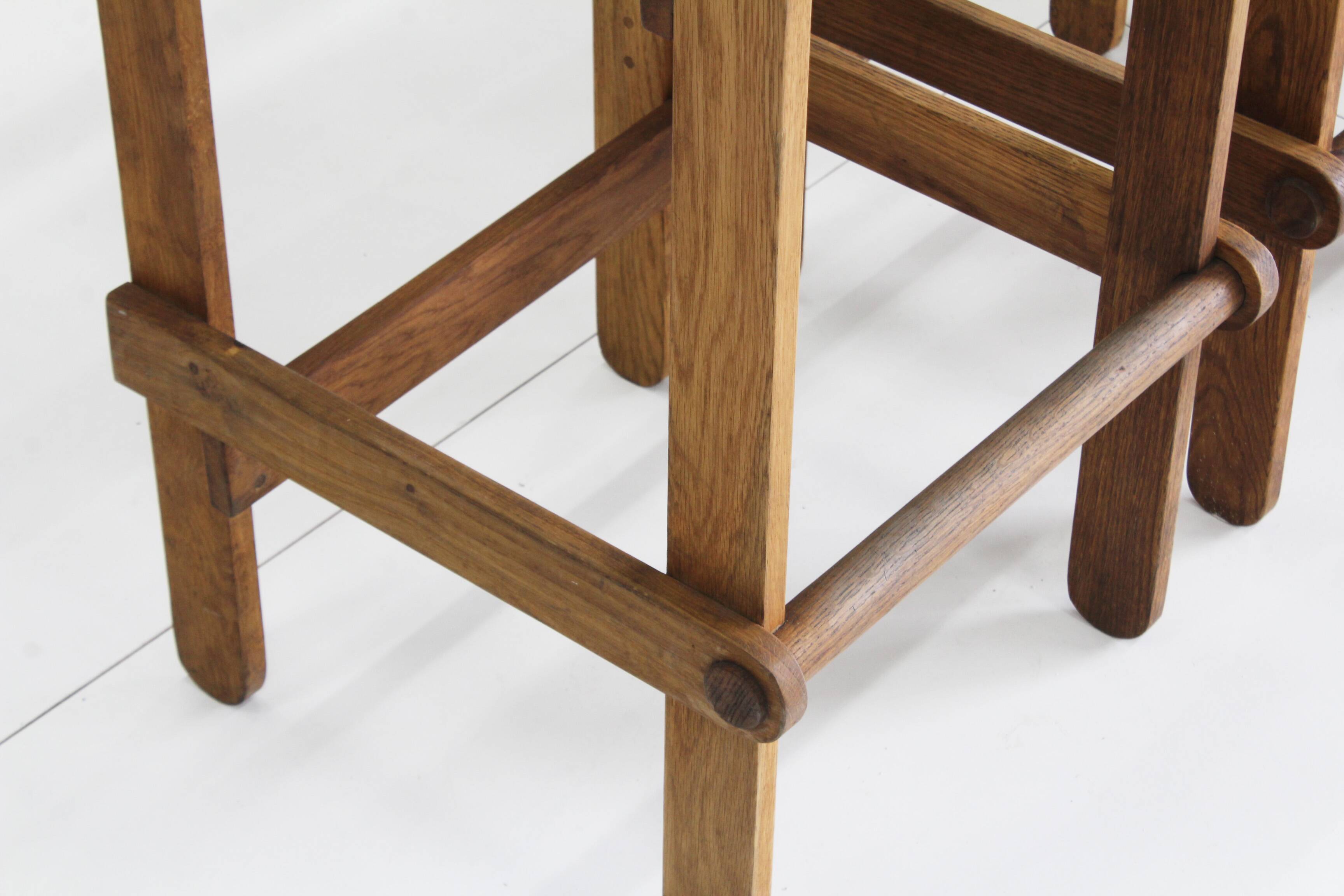 Vintage wooden bar stools 1960, set of 4