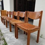Dining room set table and 6 chairs Maison Regain in Elm