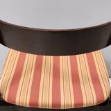 Vintage Set of Six Walnut Chairs by Gianfranco Frattini for Cassina with Stripe Patterned Orange Fab