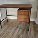 Old wood and metal desk 3 drawers 50s