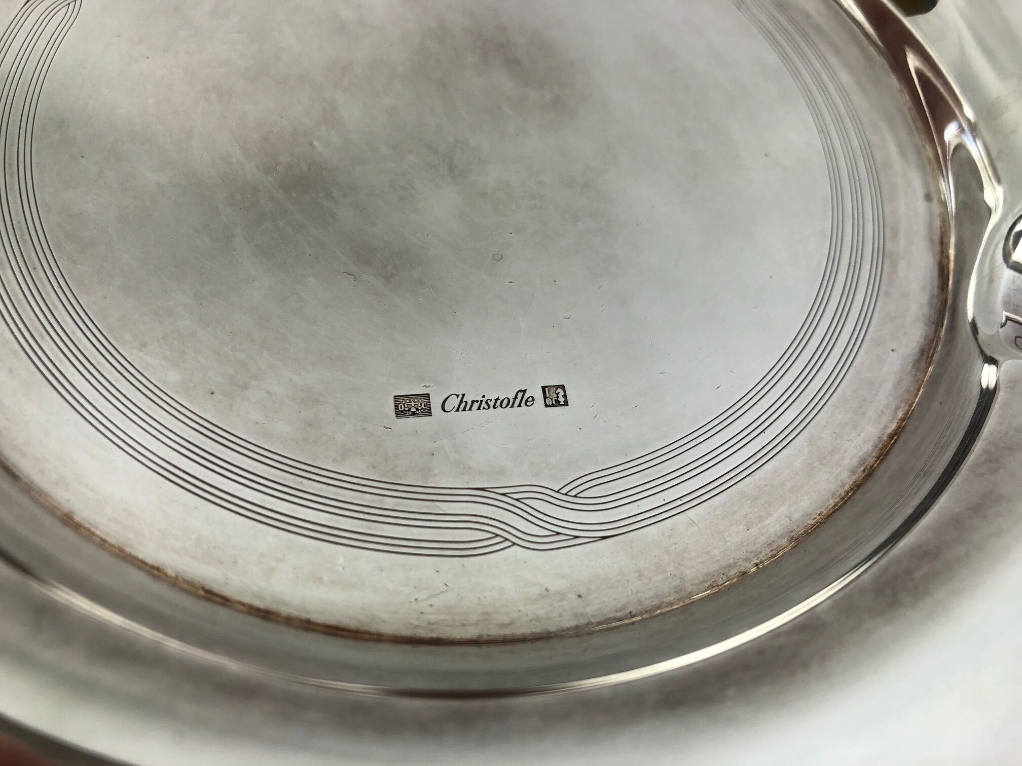 Vintage silver metal christofle ashtray, 1960