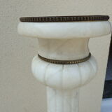 Antique luminous alabaster and bronze column