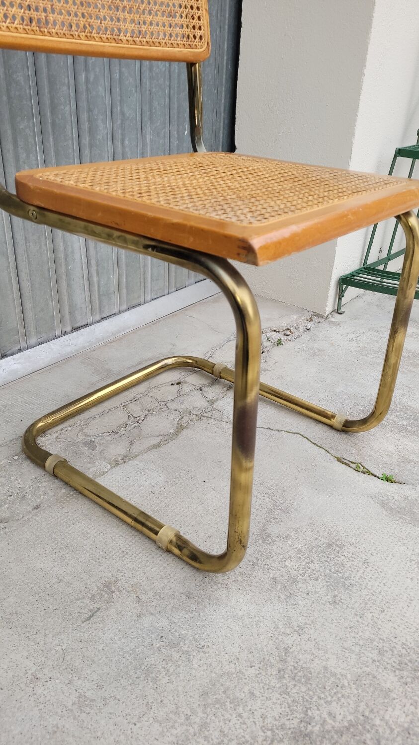 Marcel Breuer chair in cane model B32 vintage gold color