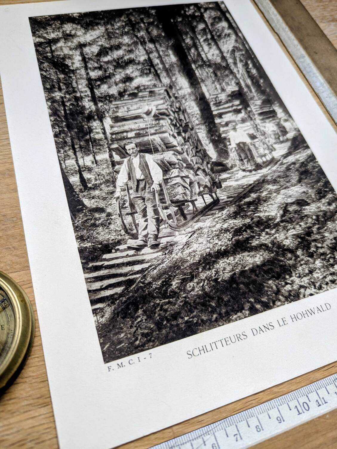 Skiers in the Hohwald, photo print from 1942.