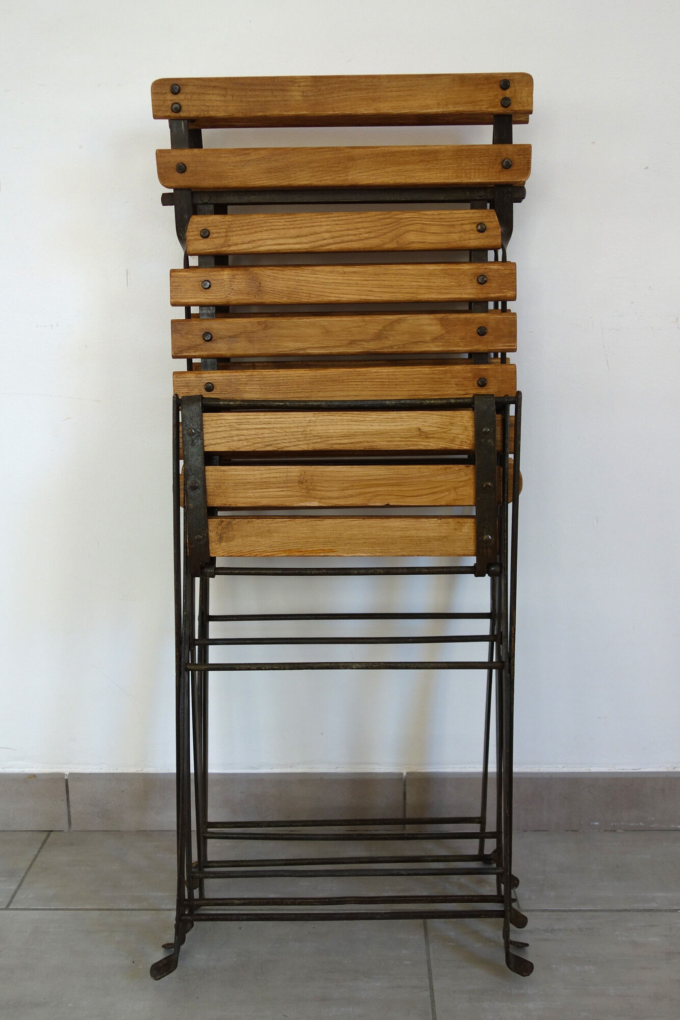 Vintage folding chairs and stool set