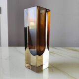 Amber Murano glass soliflore vase Sommerso 1970