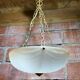 Antique Pendant Light Dome Molded Glass + Vintage Gold Metal