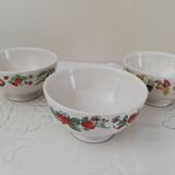 Set 3 large bowls and their sugar bowl, jam maker
