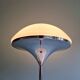 Modernist floor lamp in chromed metal and white satin glass