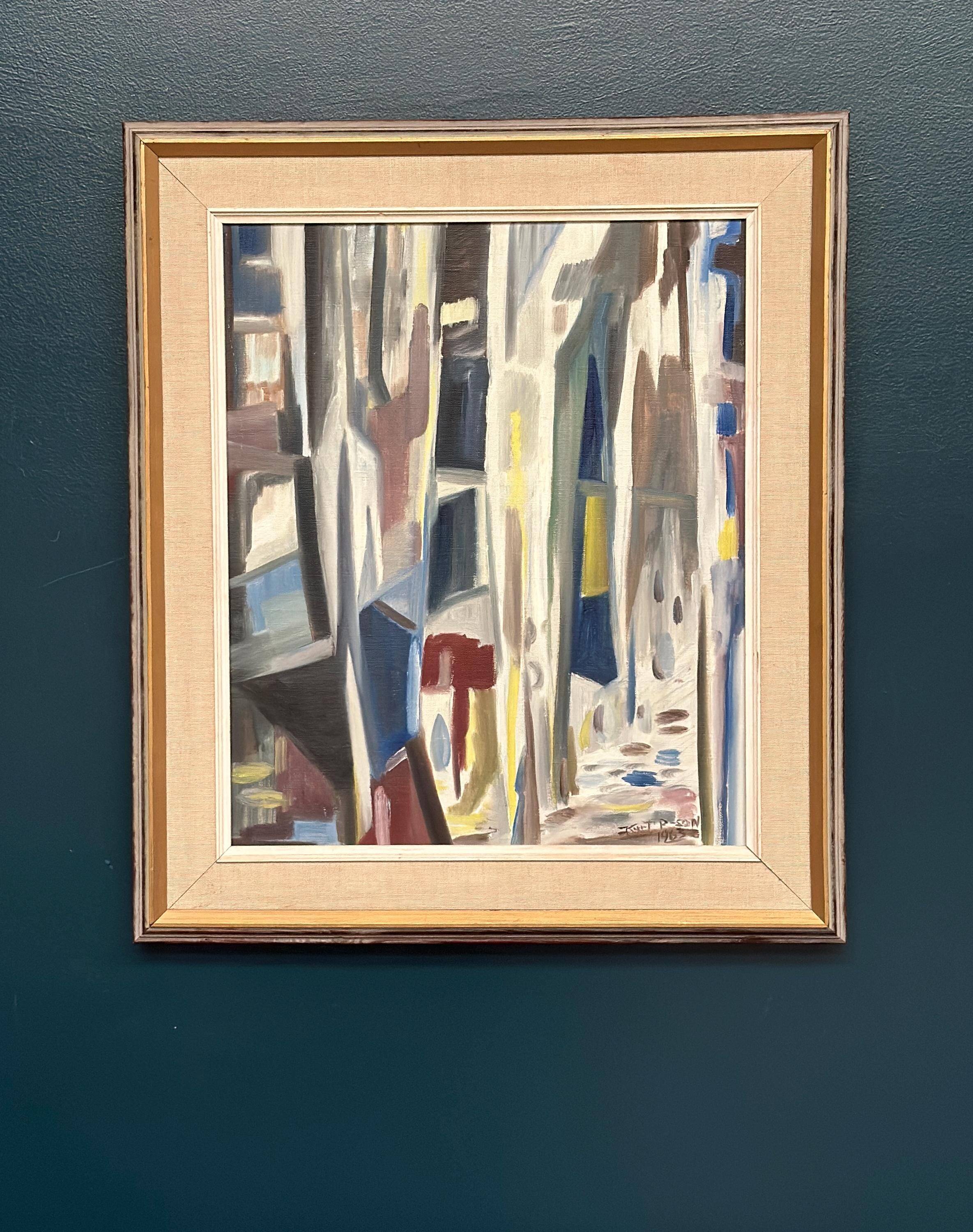 Huile sur toile suédoise – “Allée abstraite” par Kurt Persson