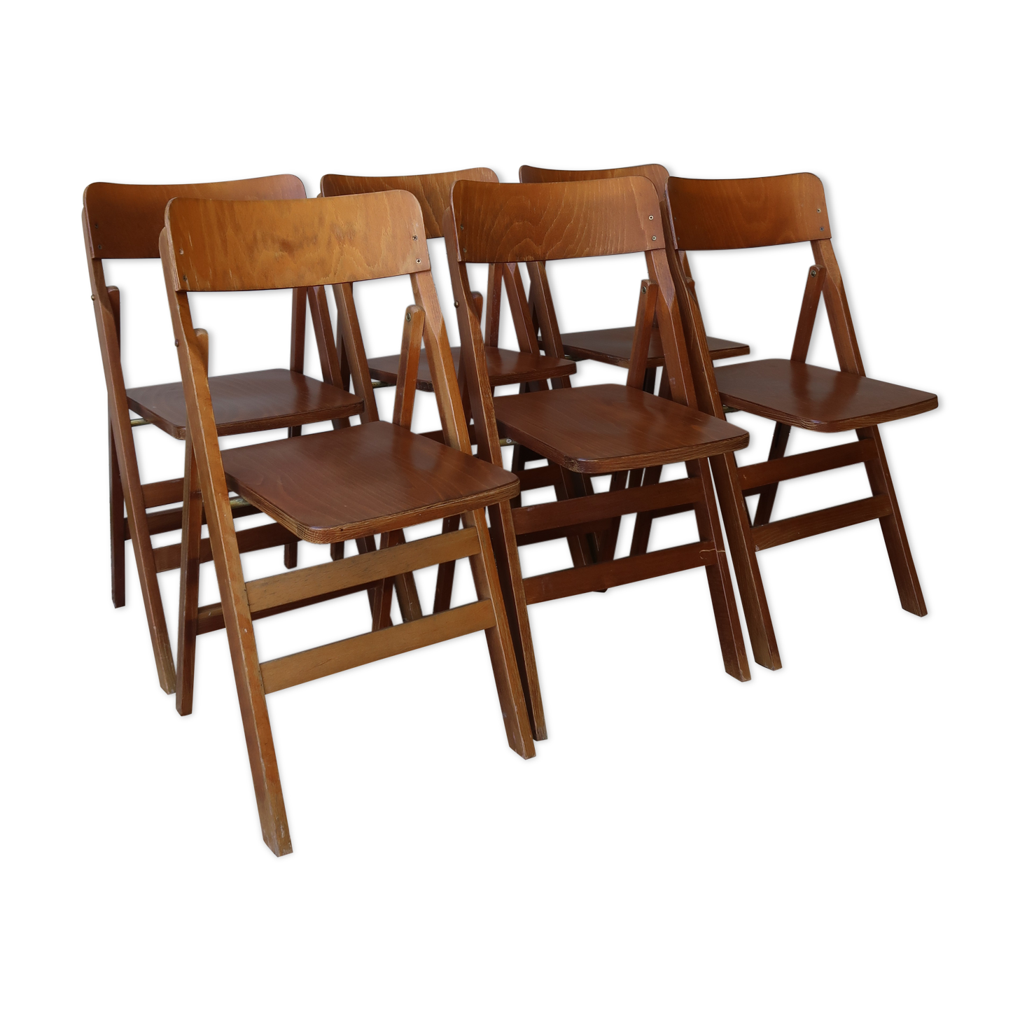 Lot de 6 chaises pliantes scandinaves 1960