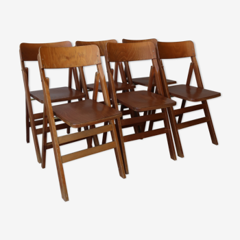 Lot de 6 chaises pliantes scandinaves 1960