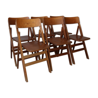 Set of 6 Scandinavian folding chairs 60's