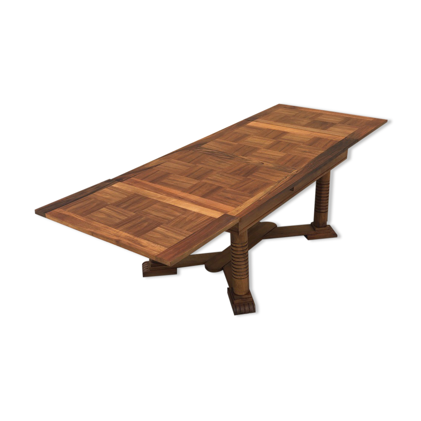 Set table and 4 chairs in walnut 1940