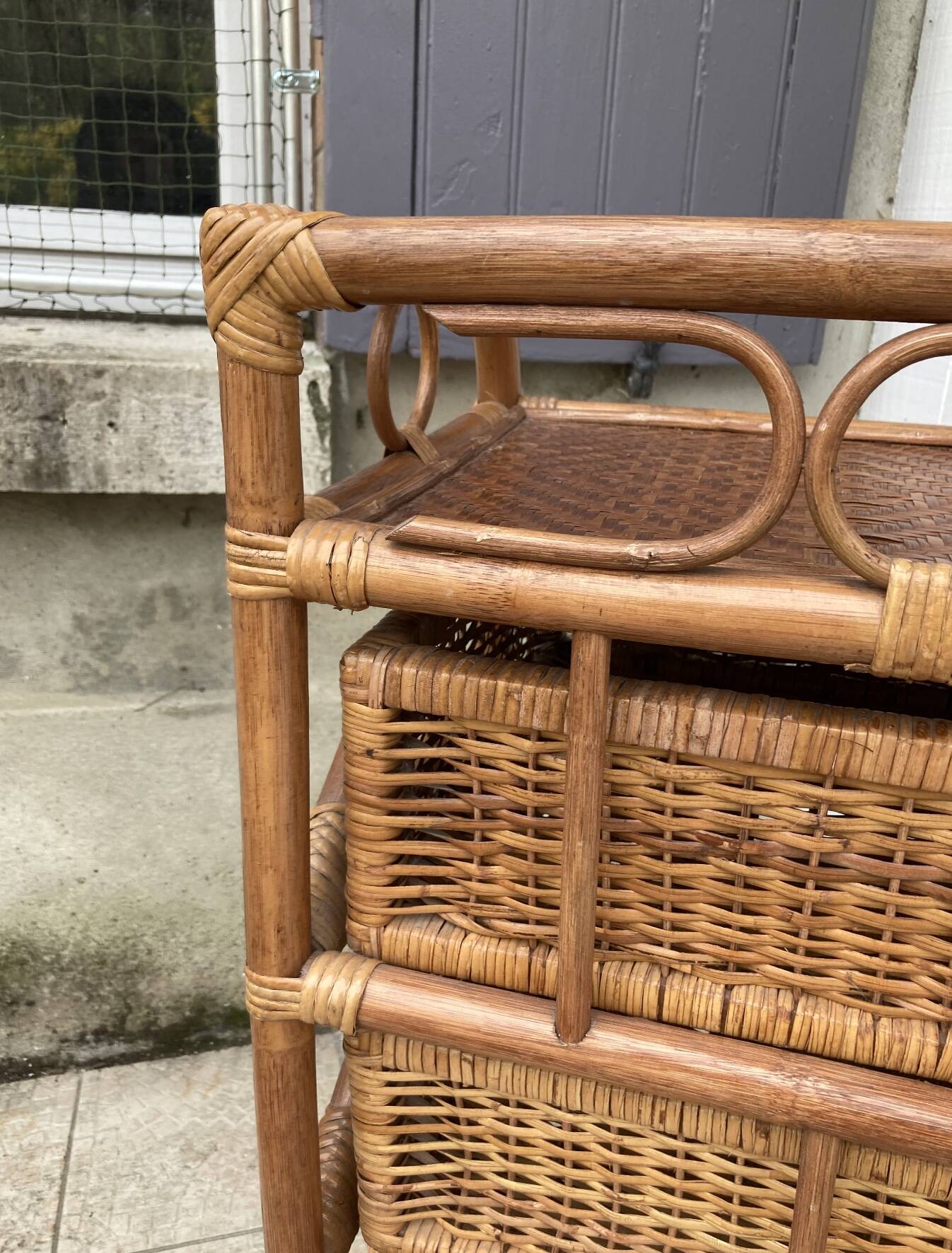 Vintage rattan chiffonier