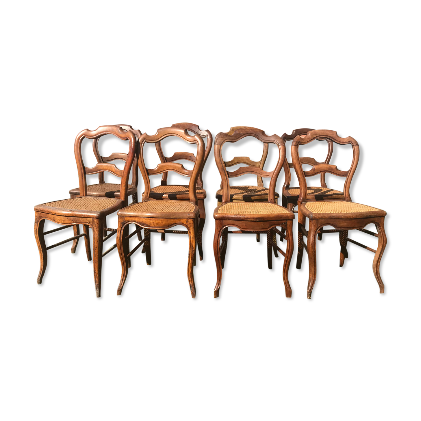 Suite of 8 Louis Philippe canne chairs