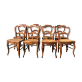 Suite of 8 Louis Philippe canne chairs
