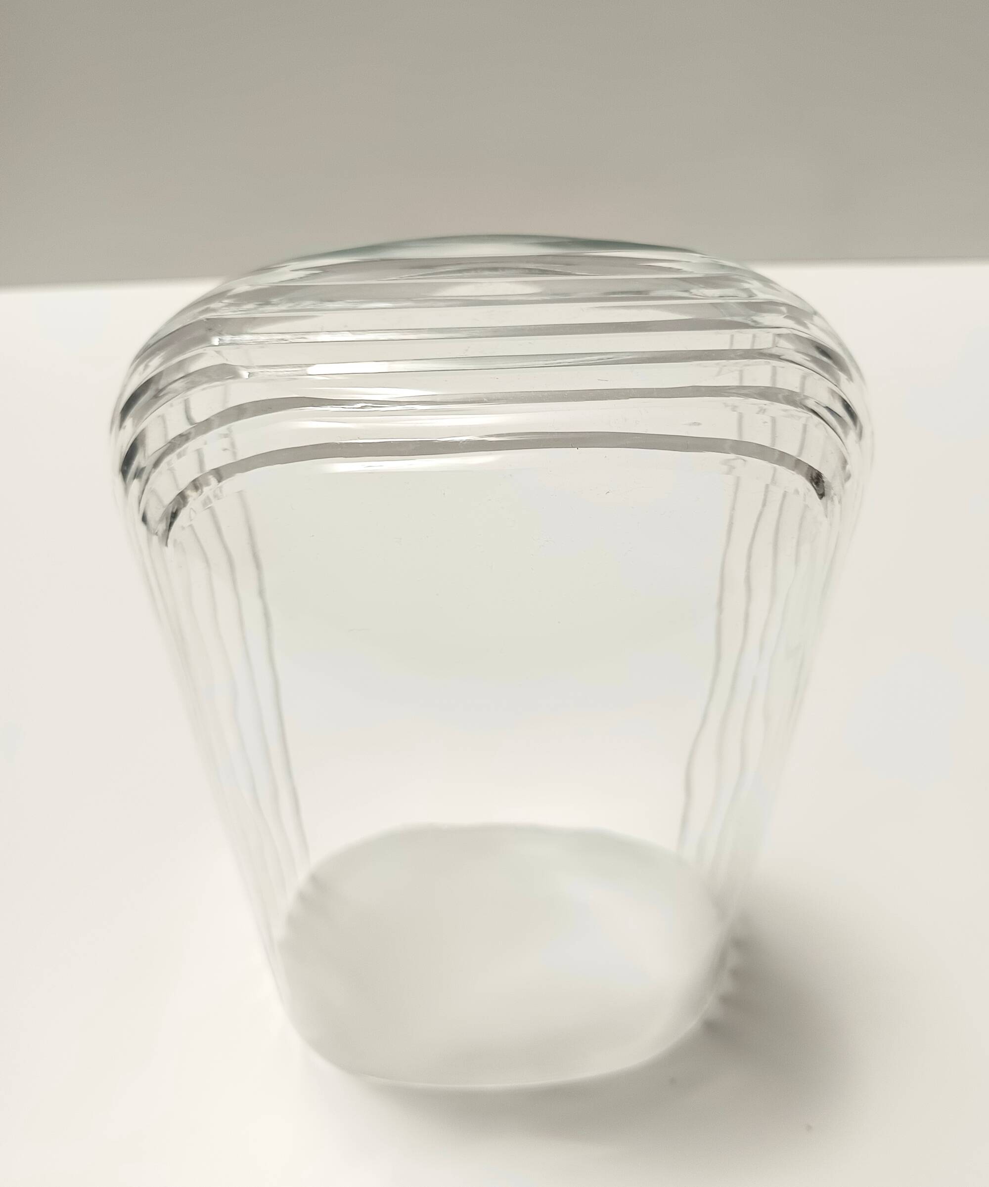 Rectangular Transparent Murano Glass Vase by Carlo Moretti, Signed, Italy 1990s