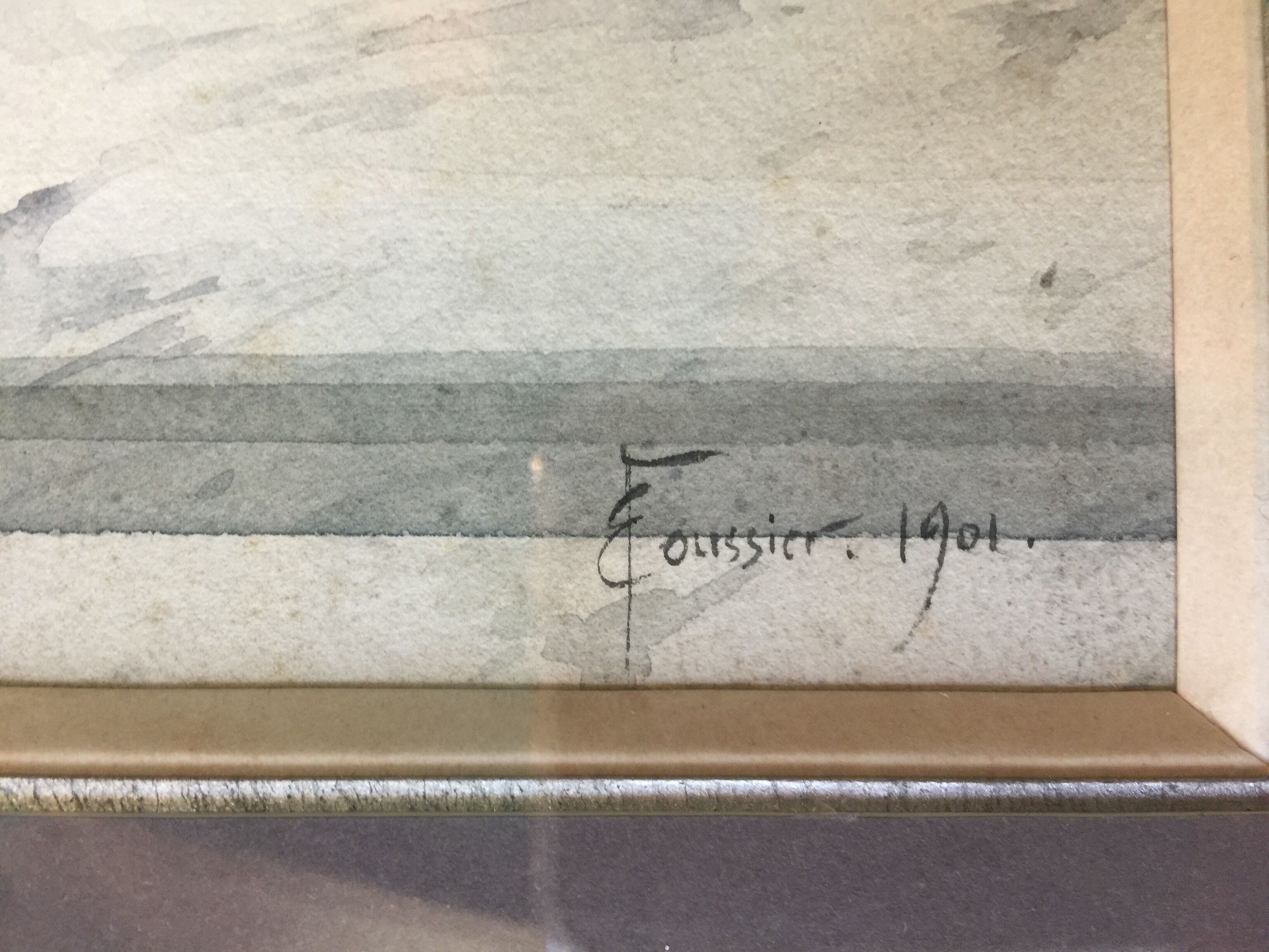 Ernest FOUSSIER 1901 "White roses in a Japanese vase"watercolor signed