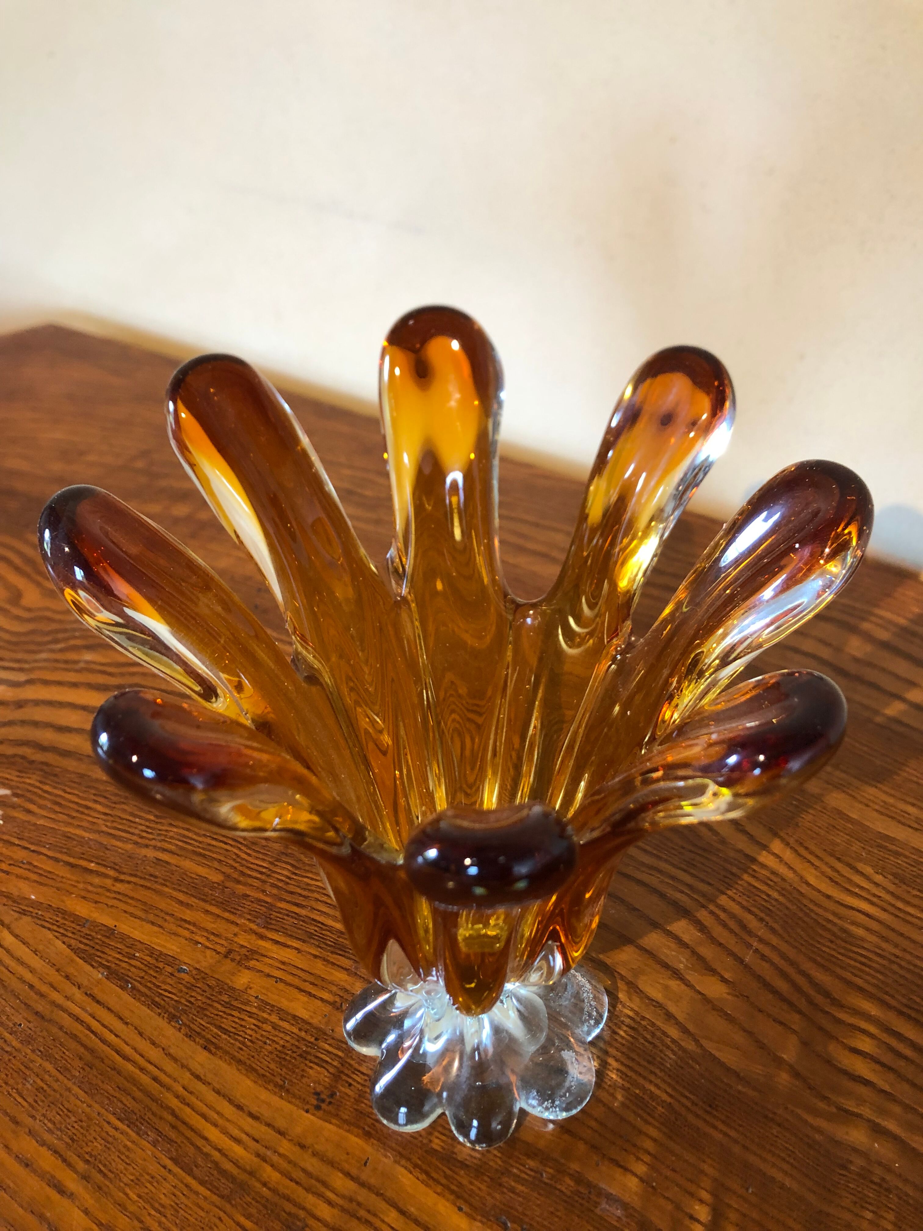 Chalice vase in amber glass