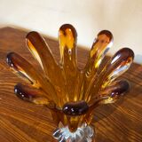 Chalice vase in amber glass