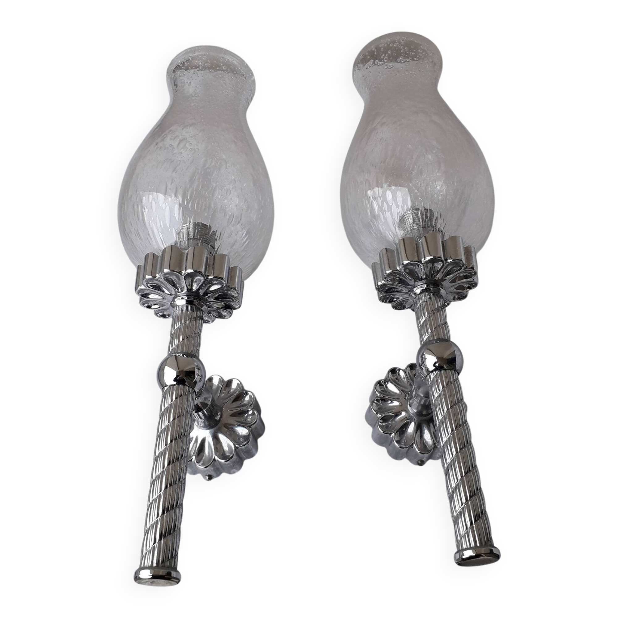 Pair of chrome wall lights