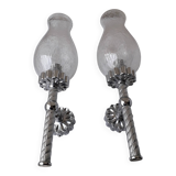 Pair of chrome wall lights